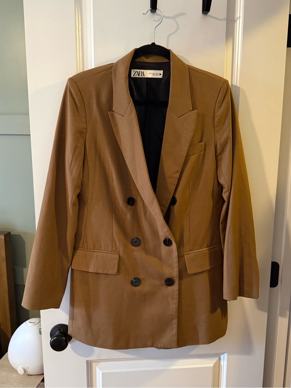 Zara Camel Double-Breasted Blazer Jacket